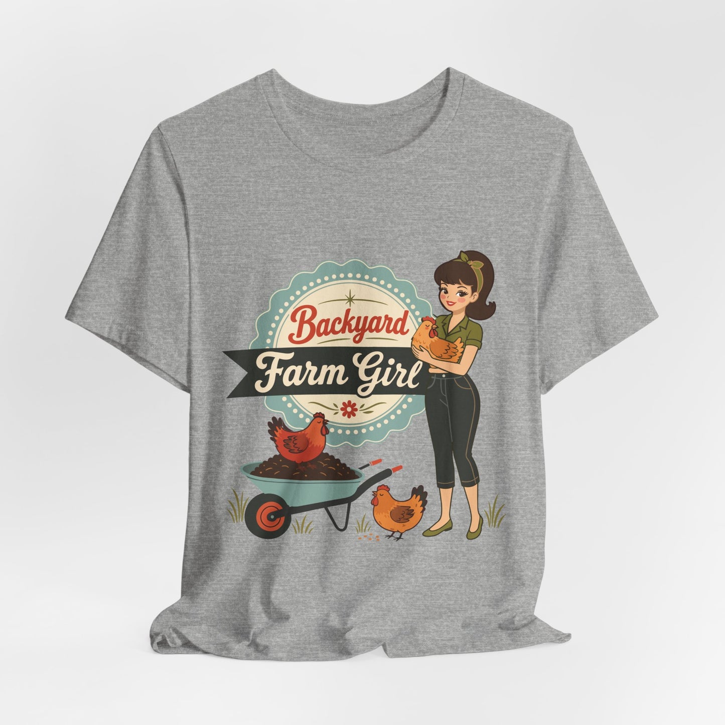 Backyard Farm Girl T-Shirt – Retro Chicken Coop Tee for Women