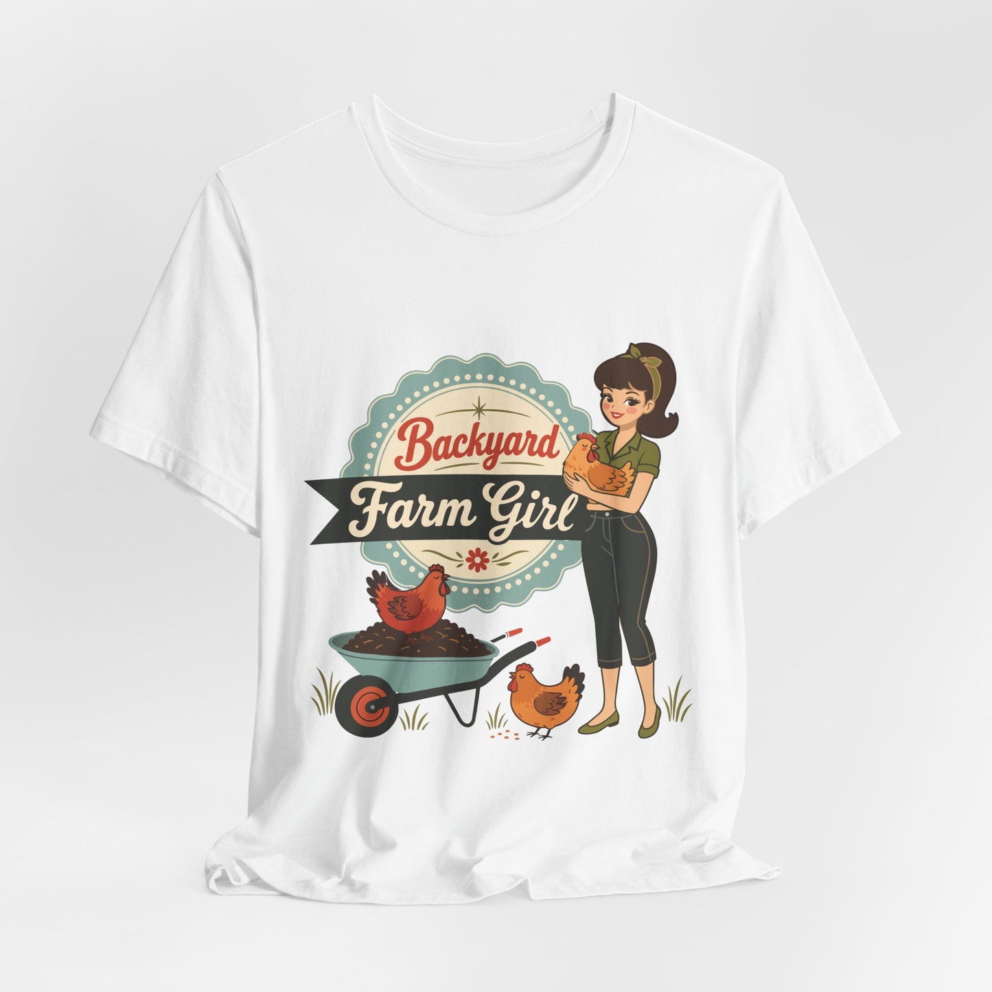 Backyard Farm Girl T-Shirt – Retro Chicken Coop Tee for Women