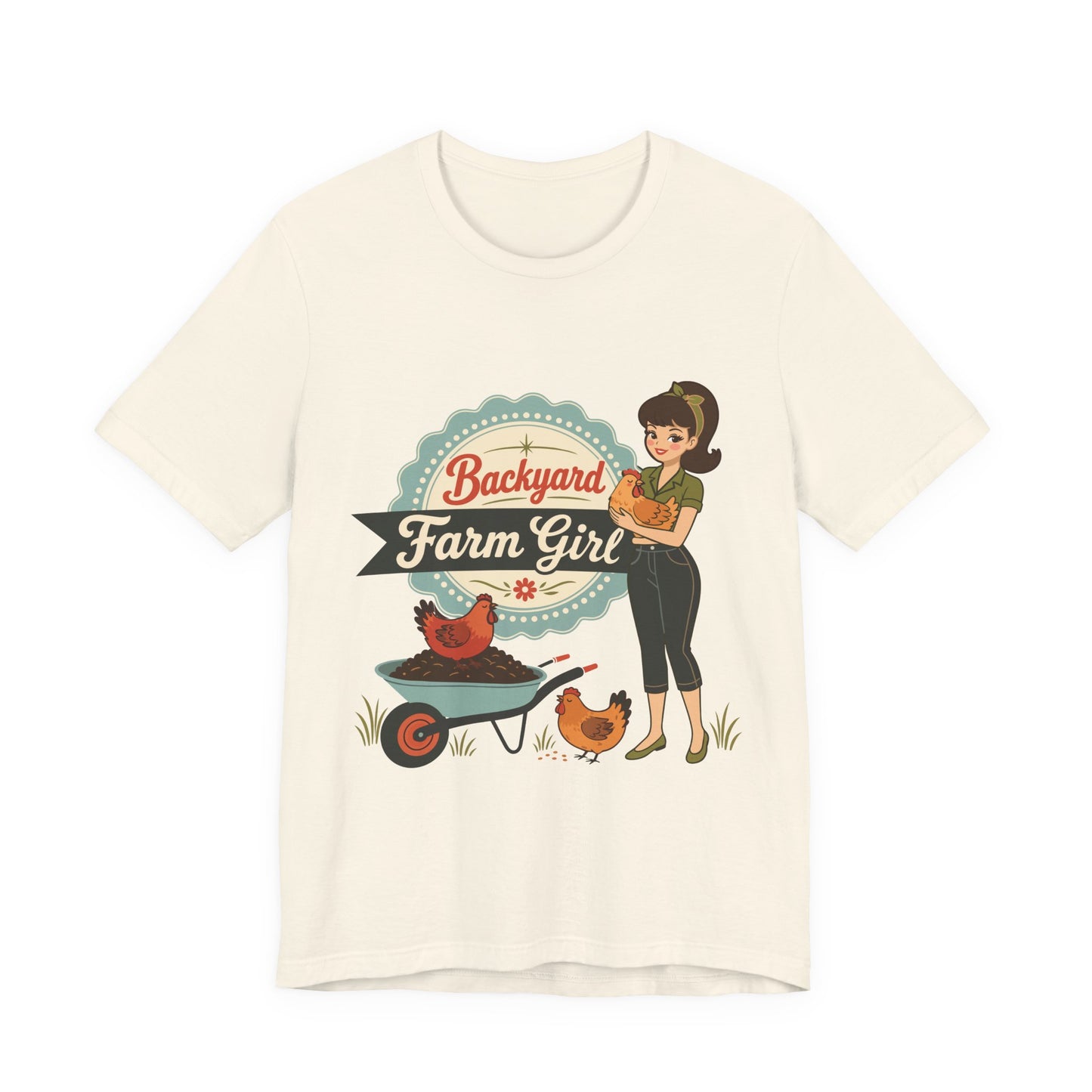 Backyard Farm Girl T-Shirt – Retro Chicken Coop Tee for Women