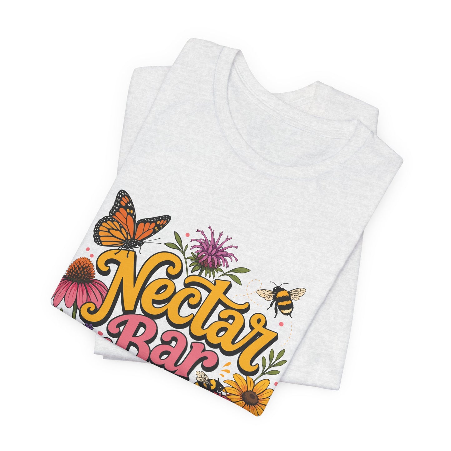 "Nectar Bar Open" Floral Bee Garden Graphic Tee