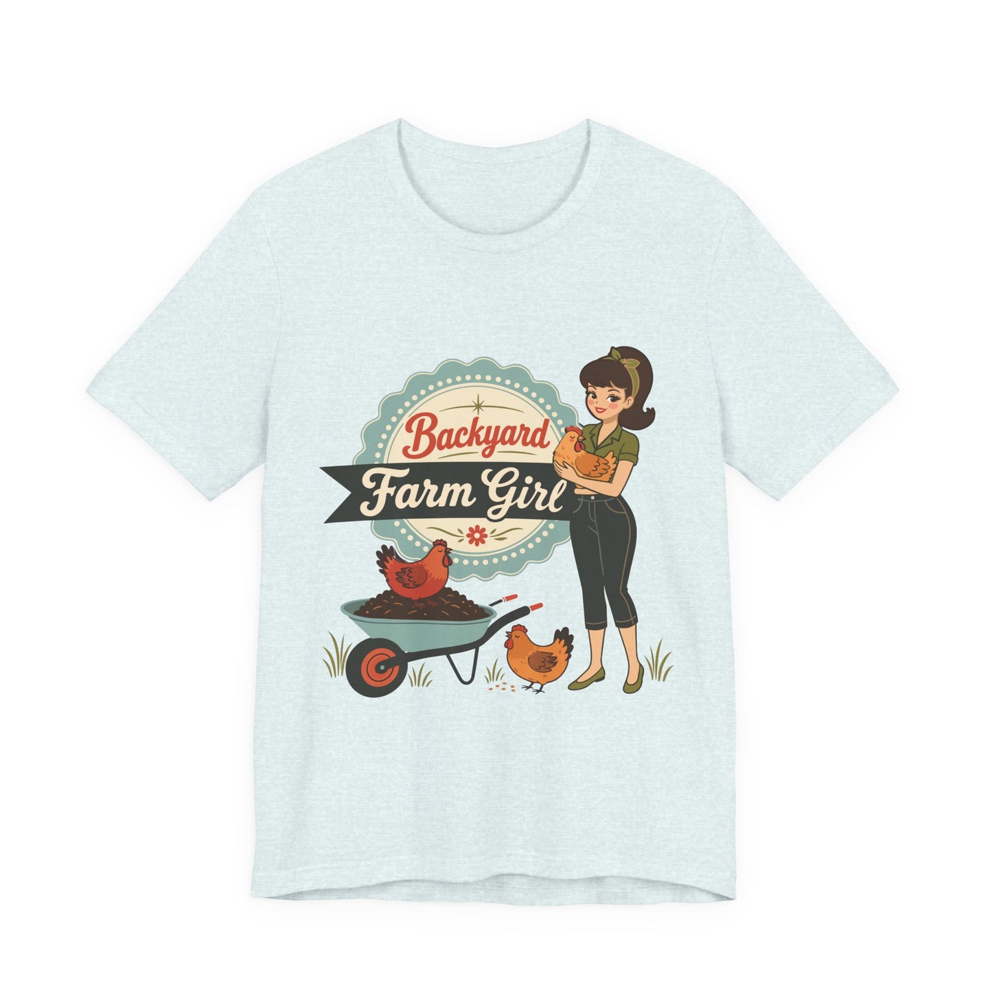 Backyard Farm Girl T-Shirt – Retro Chicken Coop Tee for Women