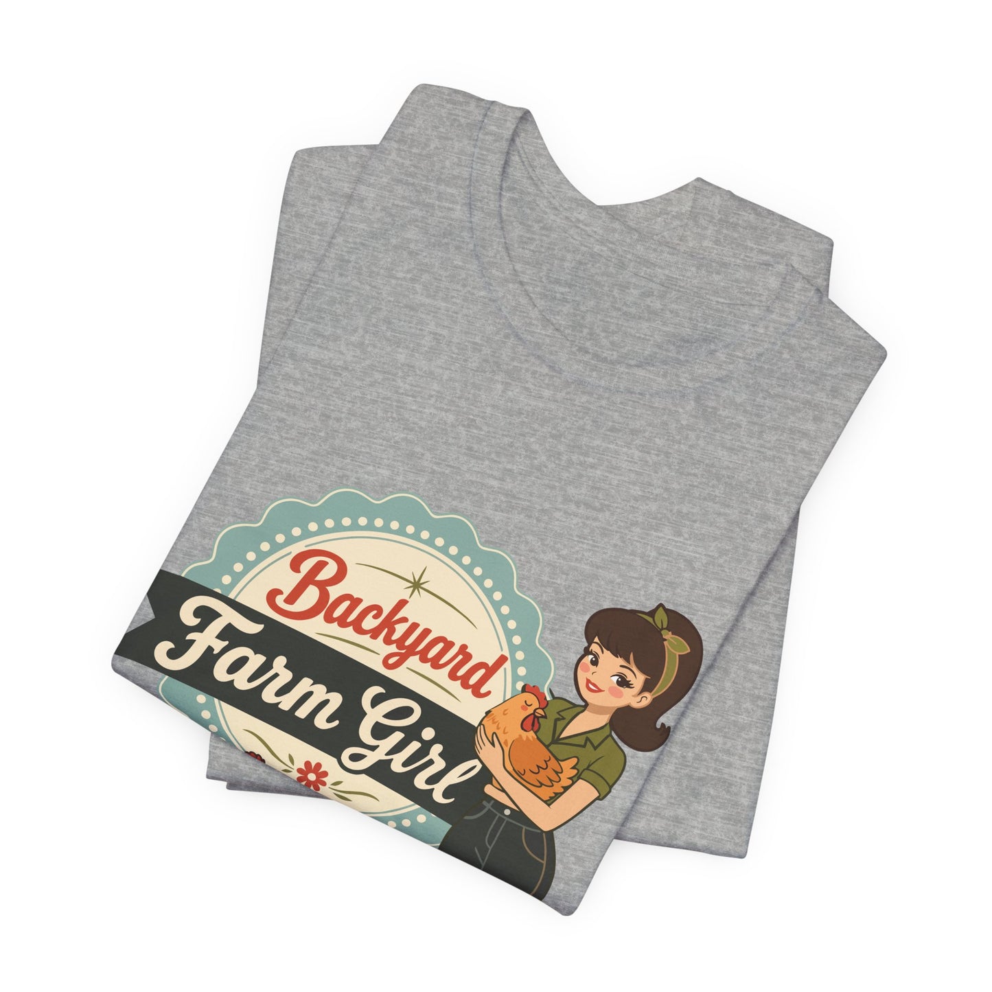 Backyard Farm Girl T-Shirt – Retro Chicken Coop Tee for Women