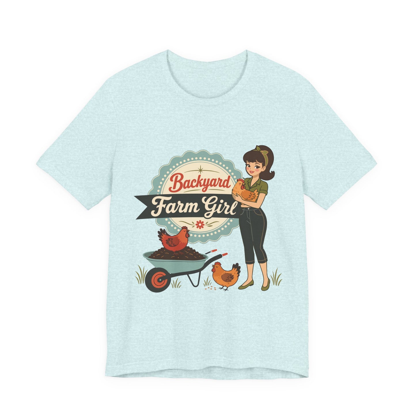Backyard Farm Girl T-Shirt – Retro Chicken Coop Tee for Women