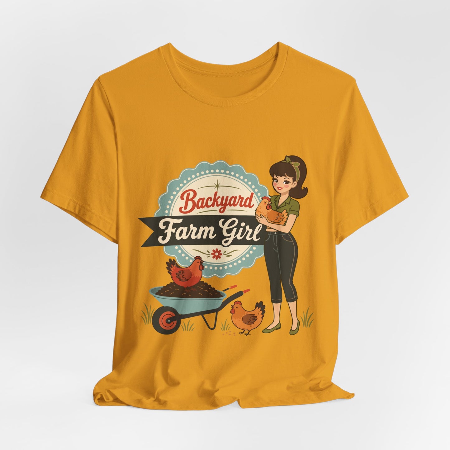 Backyard Farm Girl T-Shirt – Retro Chicken Coop Tee for Women