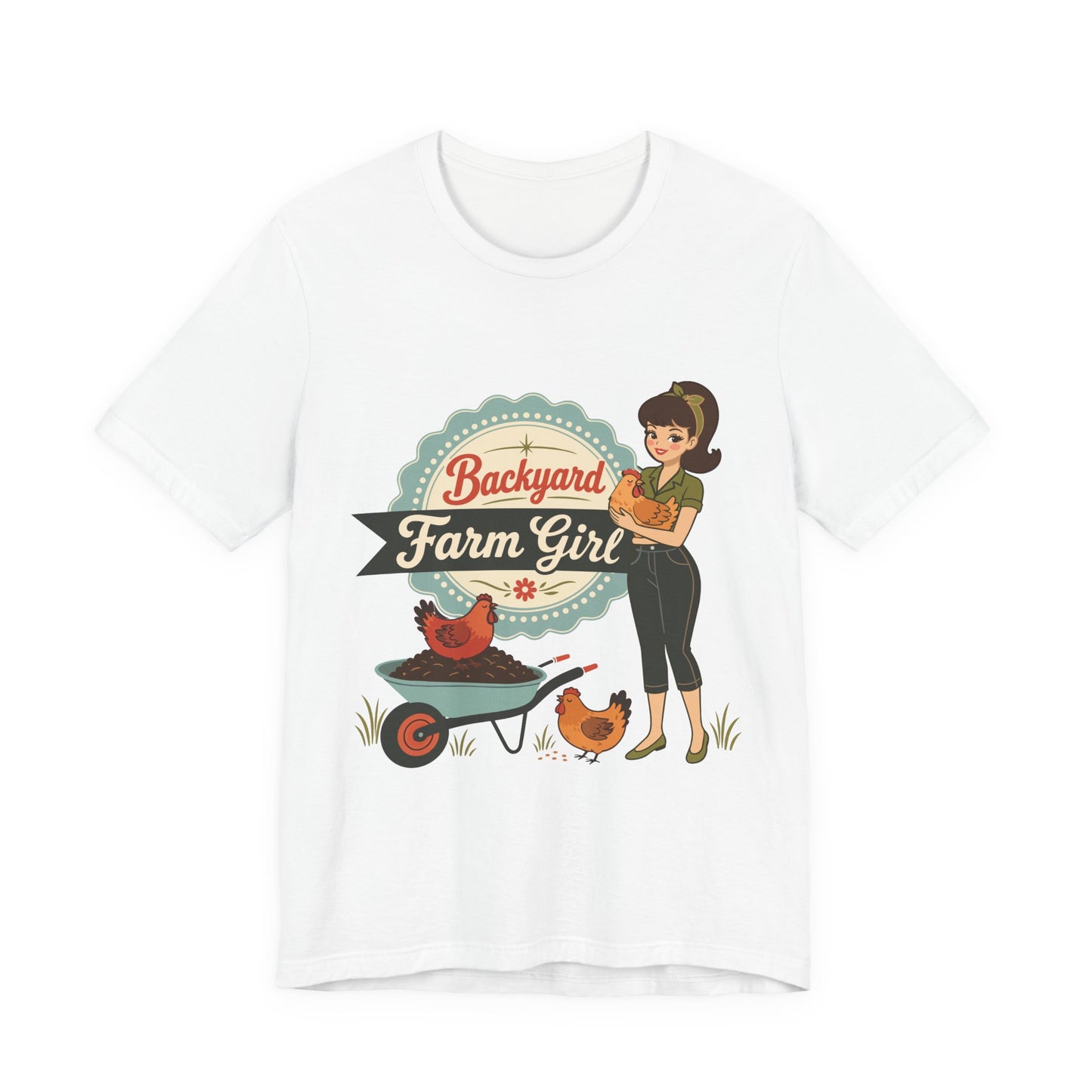 Backyard Farm Girl T-Shirt – Retro Chicken Coop Tee for Women