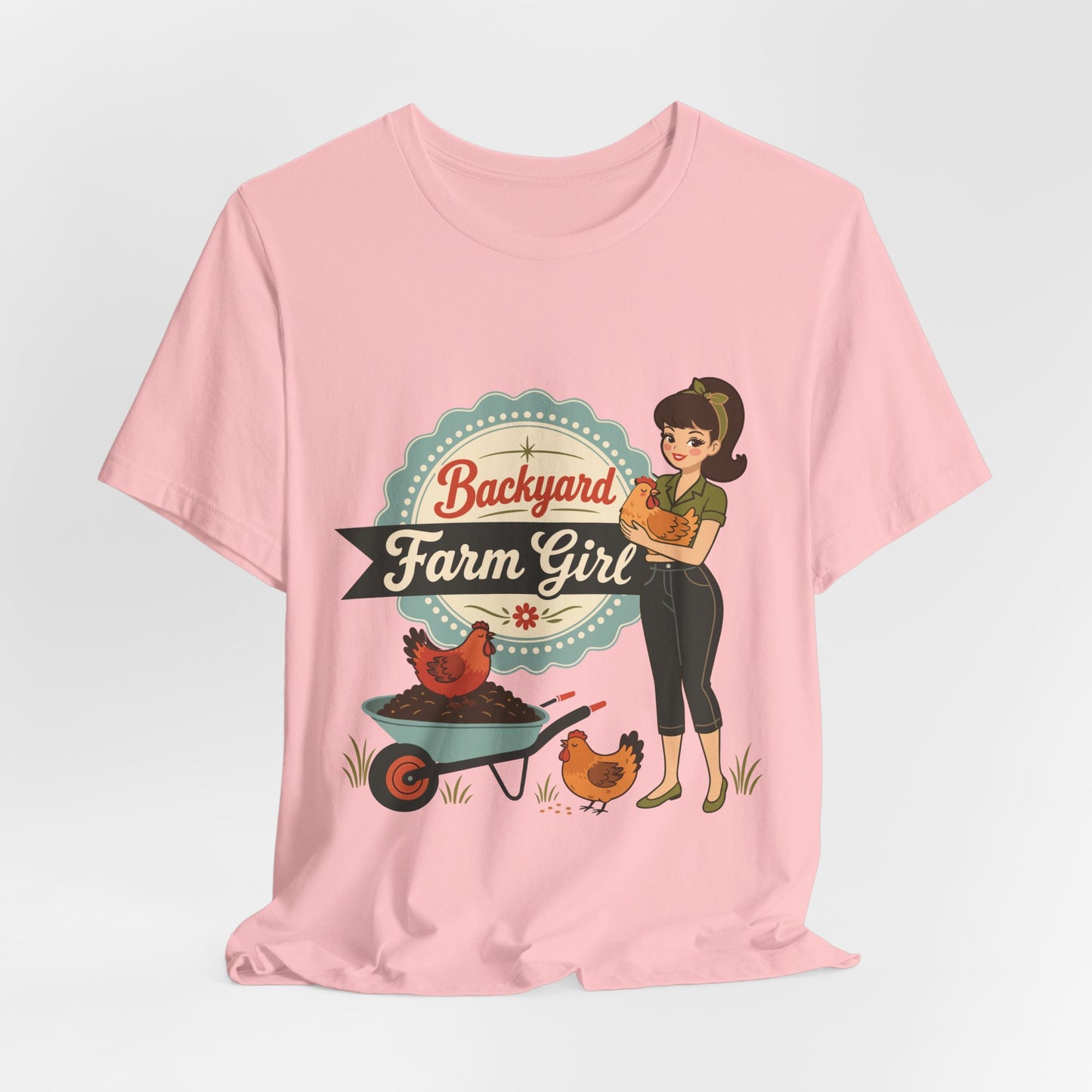 Backyard Farm Girl T-Shirt – Retro Chicken Coop Tee for Women