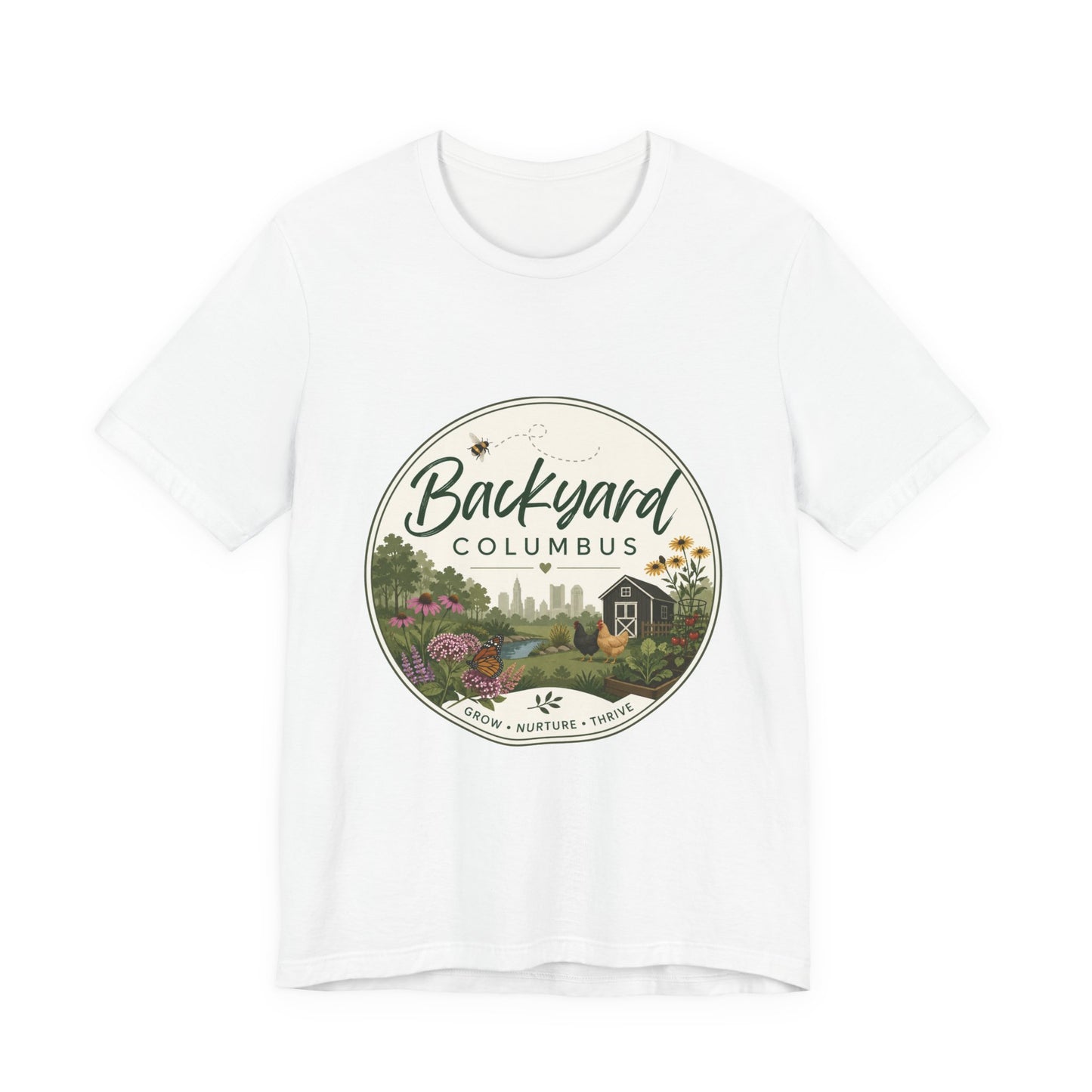 Backyard Columbus T‑Shirt — Scenic Garden City Skyline Tee