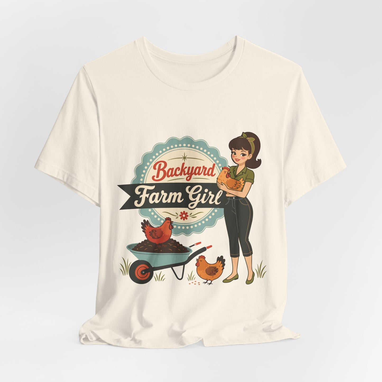 Backyard Farm Girl T-Shirt – Retro Chicken Coop Tee for Women