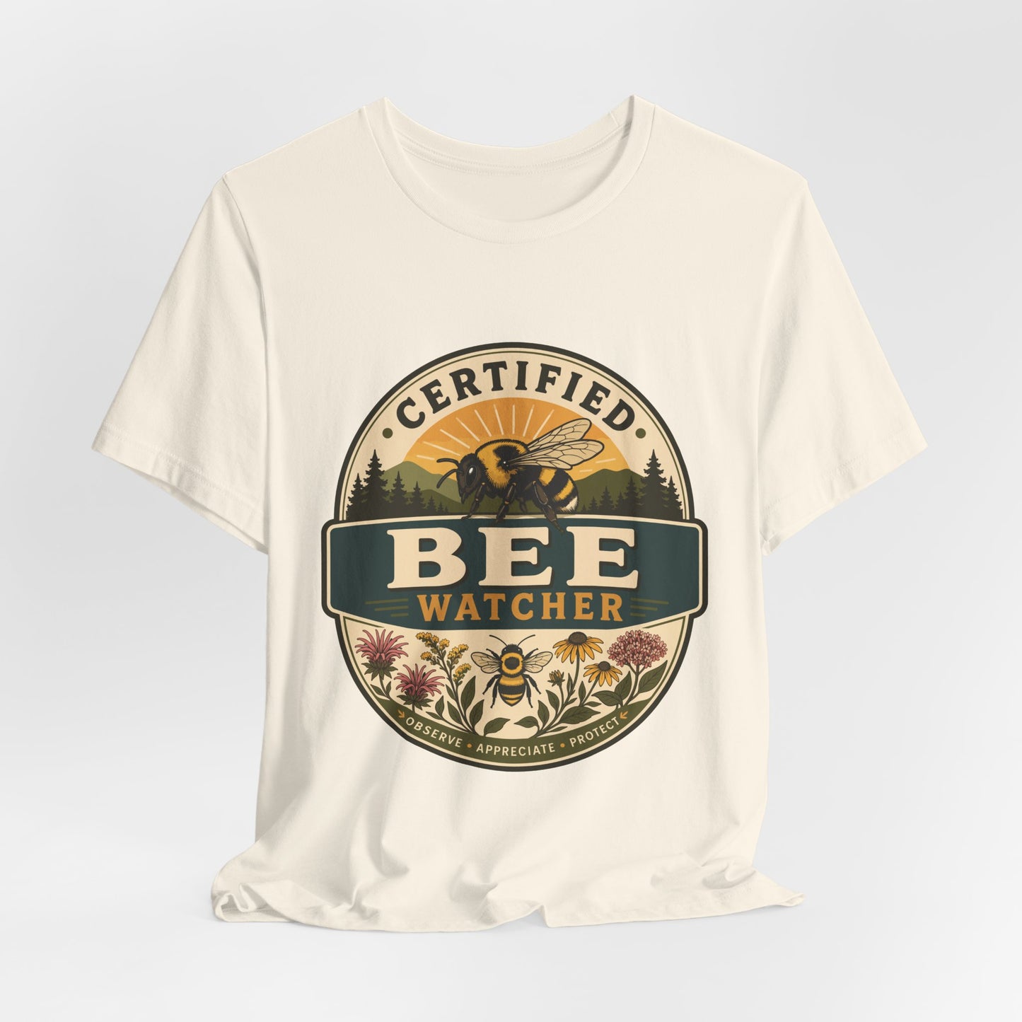 Certified Bee Watcher T-Shirt — Beekeeper Gardening Gift