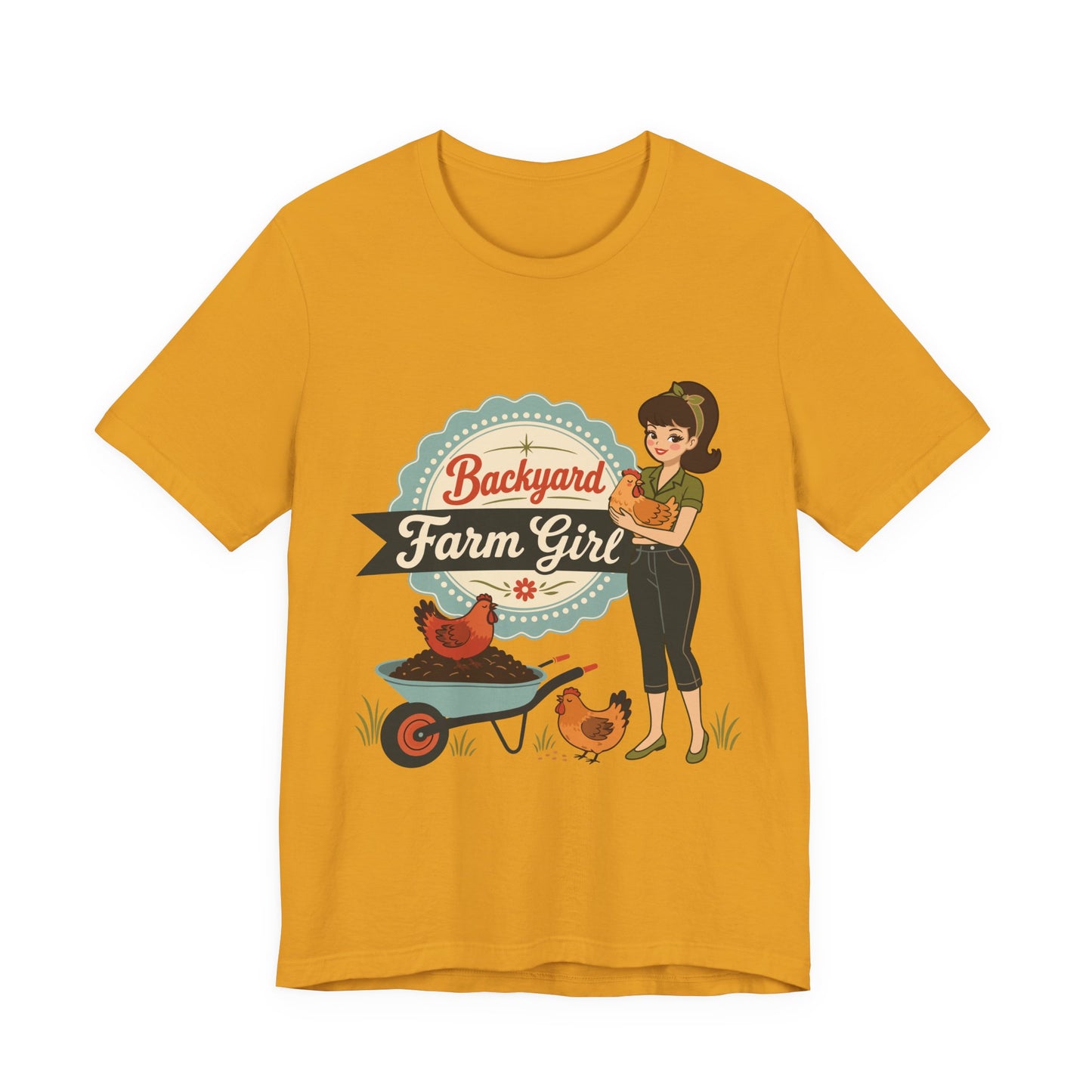 Backyard Farm Girl T-Shirt – Retro Chicken Coop Tee for Women