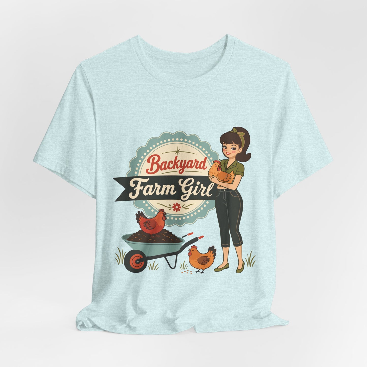 Backyard Farm Girl T-Shirt – Retro Chicken Coop Tee for Women