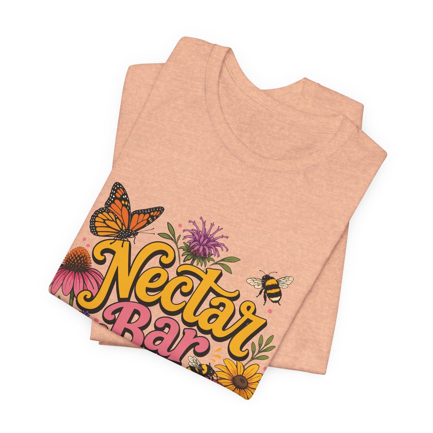 "Nectar Bar Open" Floral Bee Garden Graphic Tee