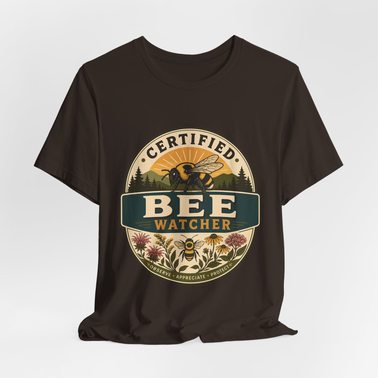 Certified Bee Watcher T-Shirt — Beekeeper Gardening Gift