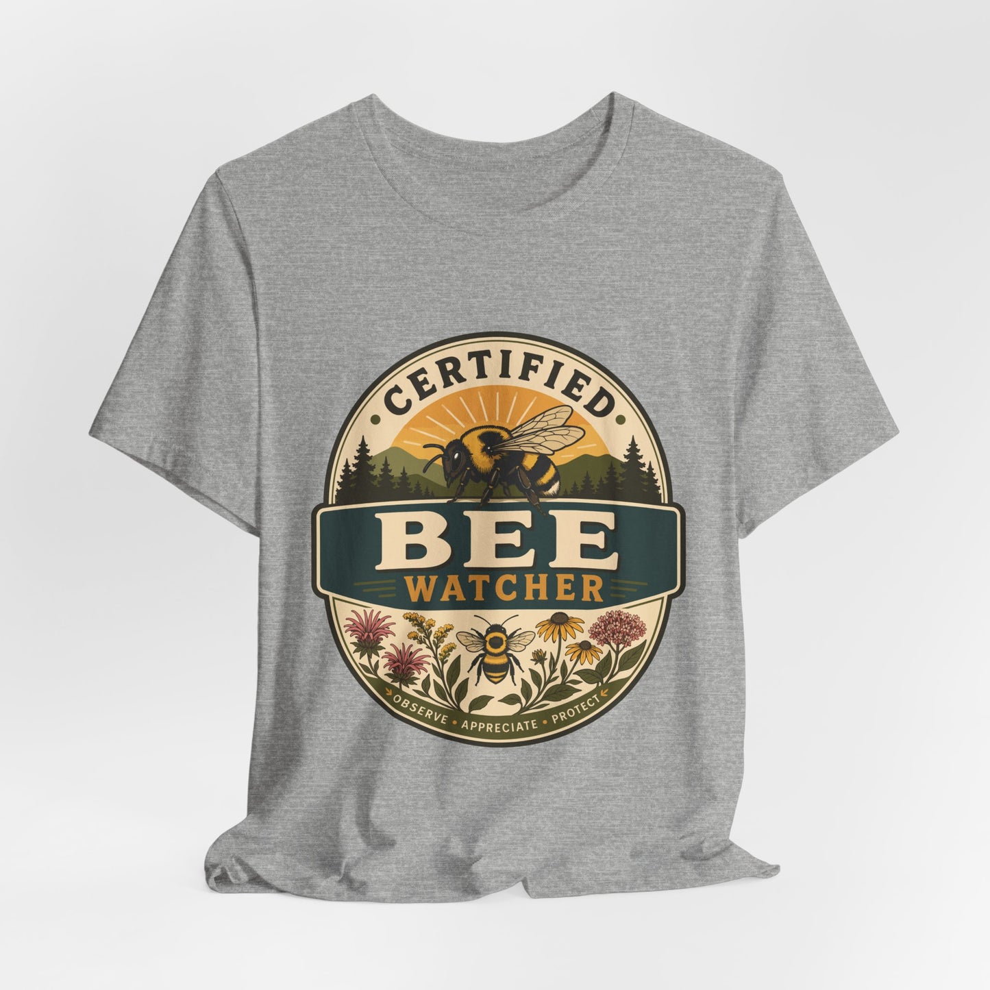 Certified Bee Watcher T-Shirt — Beekeeper Gardening Gift
