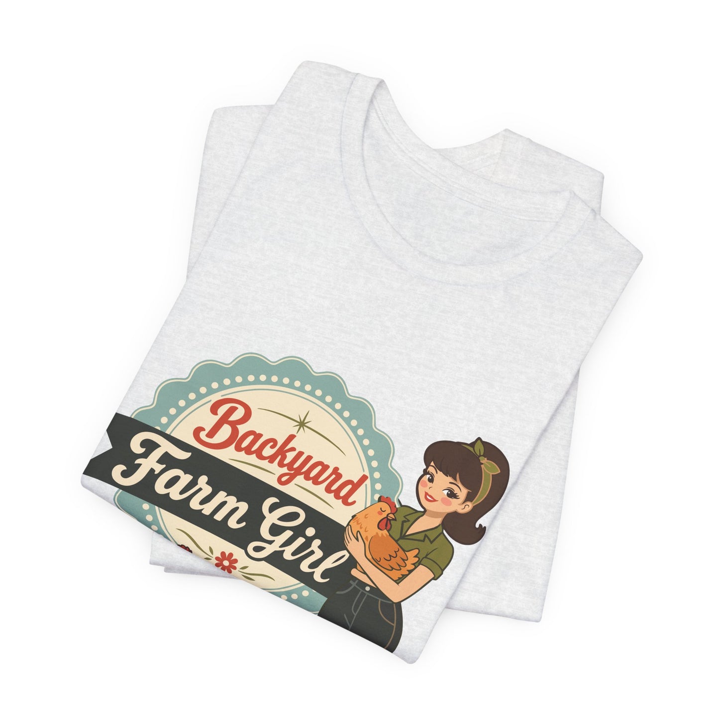 Backyard Farm Girl T-Shirt – Retro Chicken Coop Tee for Women