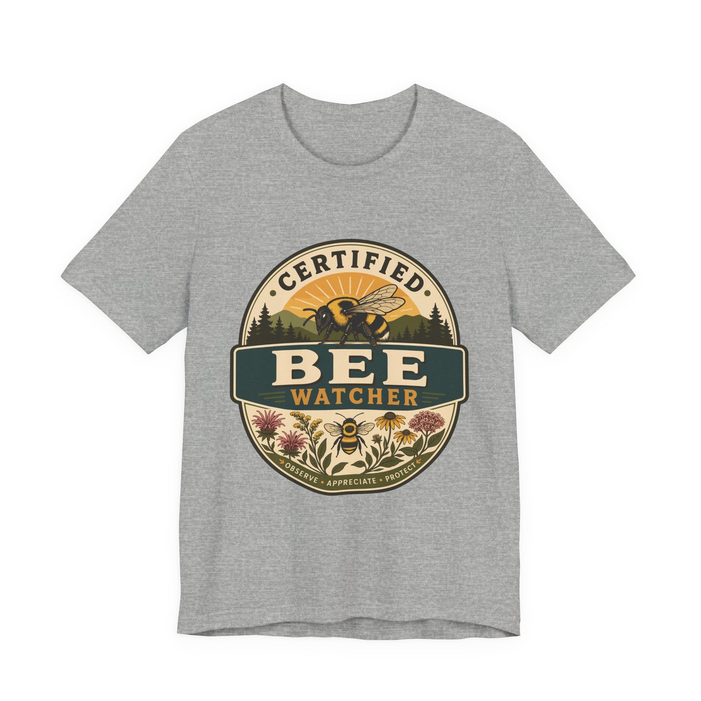 Certified Bee Watcher T-Shirt — Beekeeper Gardening Gift