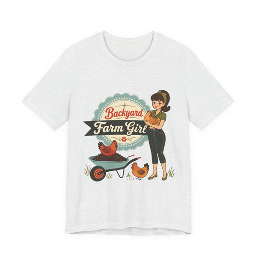 Backyard Farm Girl T-Shirt – Retro Chicken Coop Tee for Women
