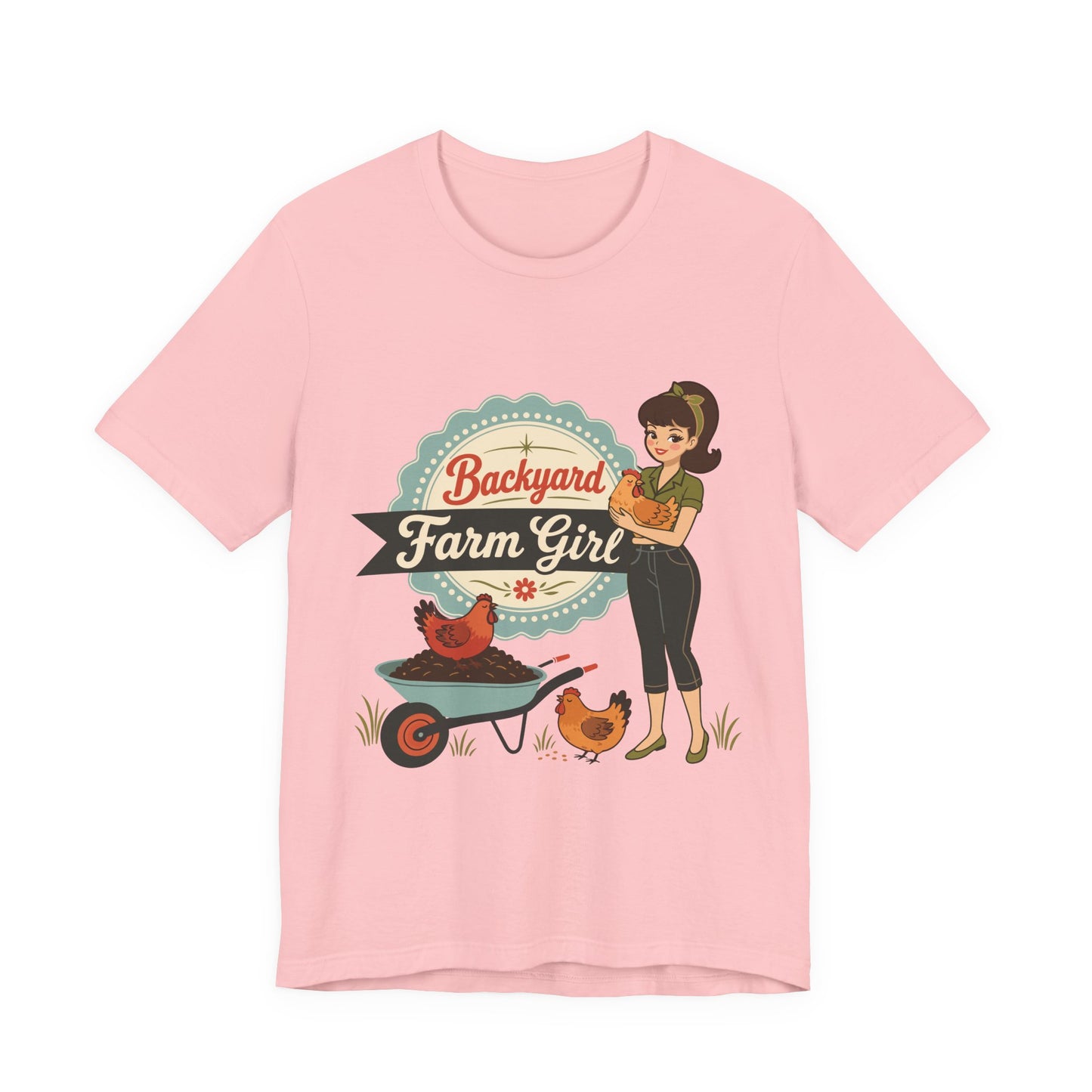 Backyard Farm Girl T-Shirt – Retro Chicken Coop Tee for Women