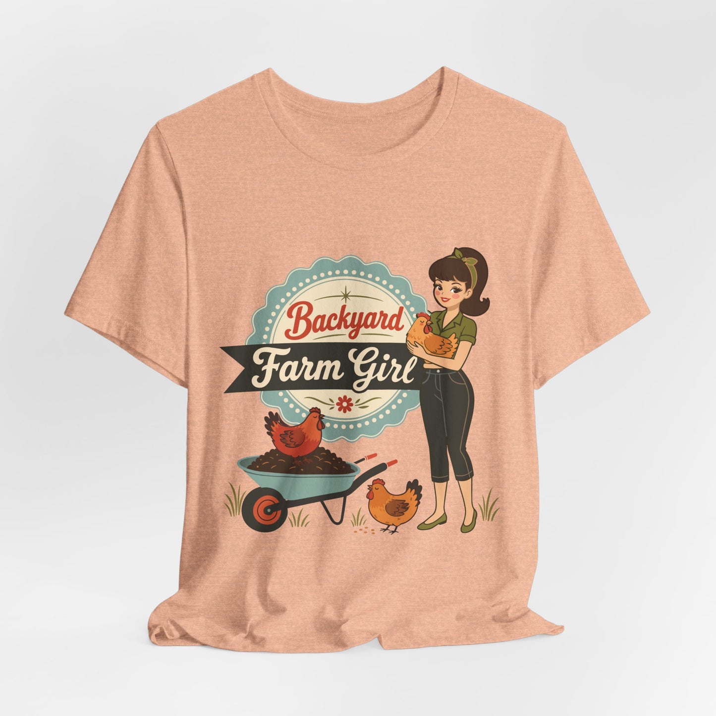 Backyard Farm Girl T-Shirt – Retro Chicken Coop Tee for Women