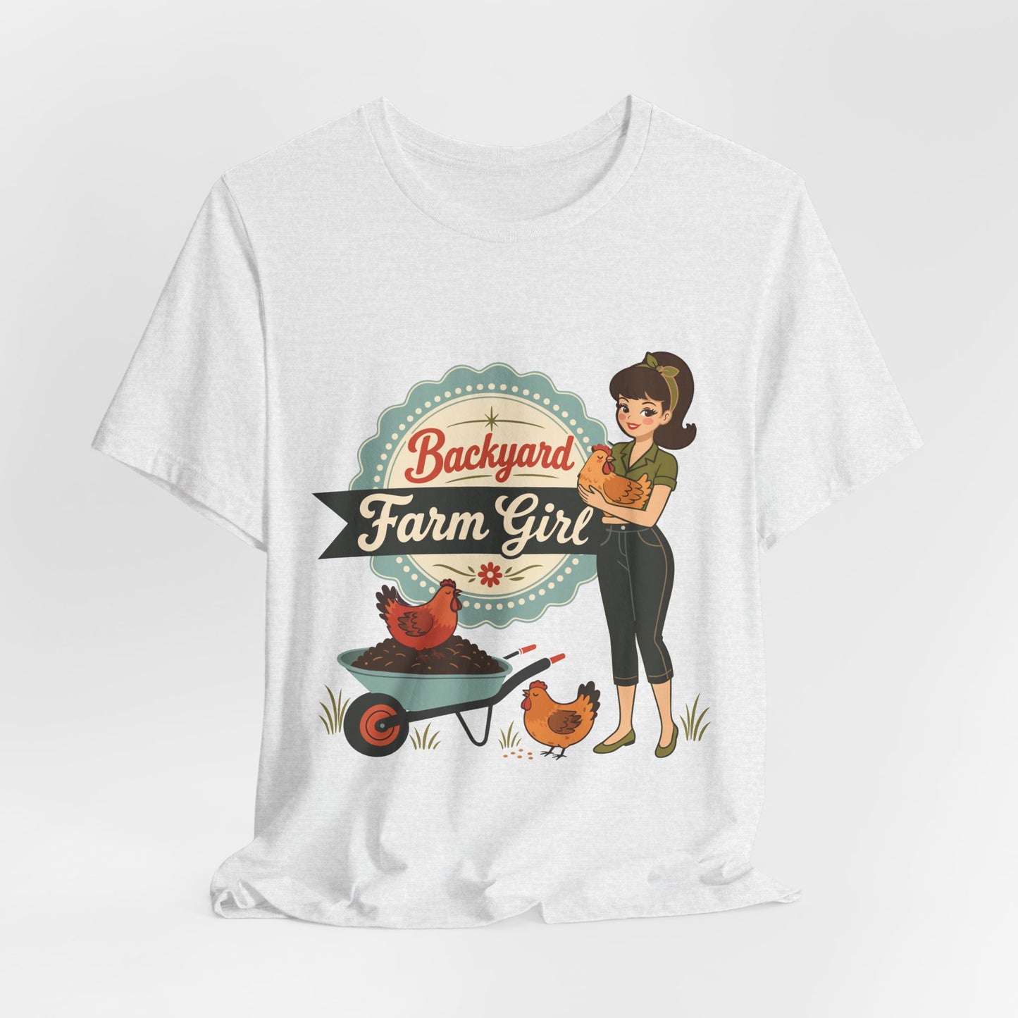 Backyard Farm Girl T-Shirt – Retro Chicken Coop Tee for Women