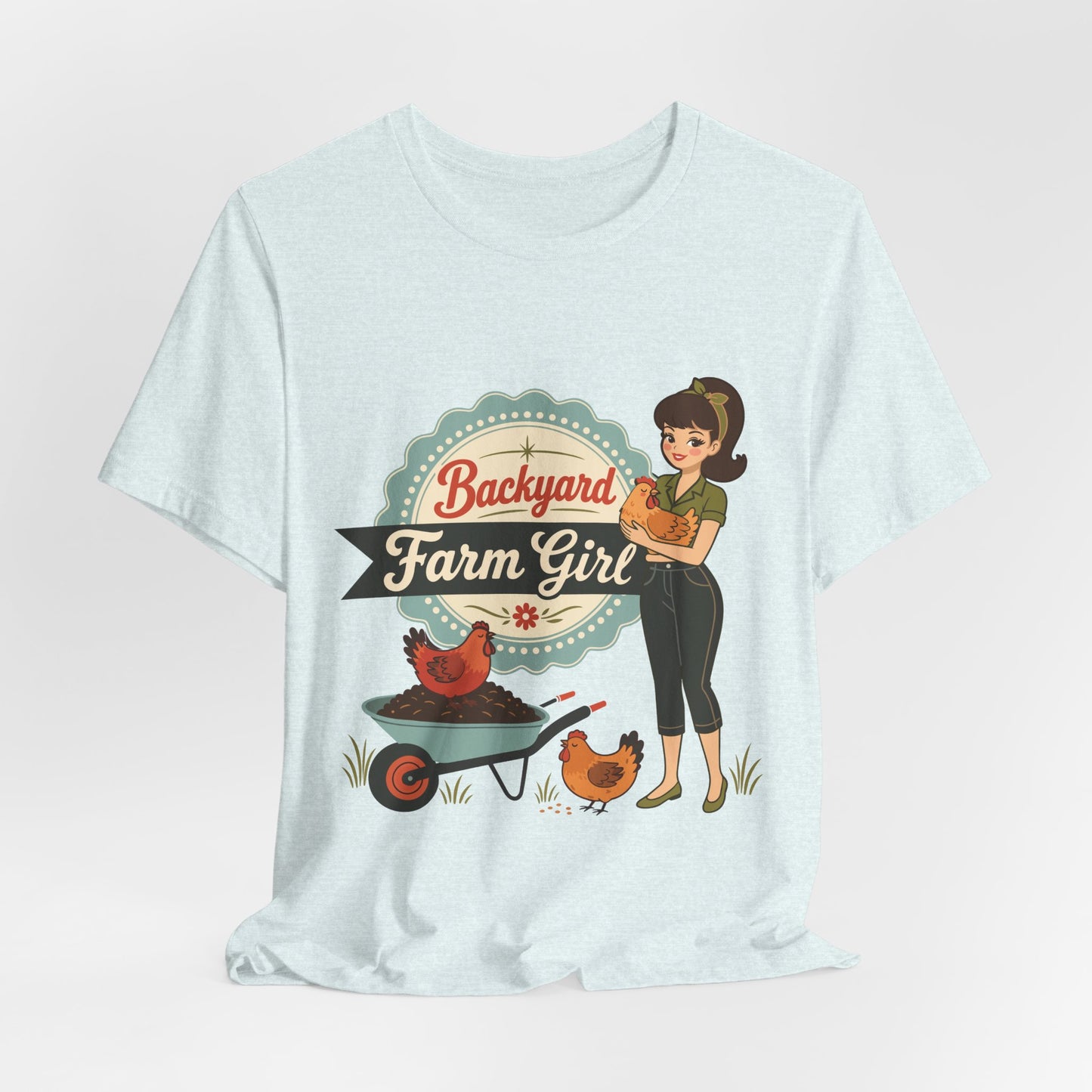 Backyard Farm Girl T-Shirt – Retro Chicken Coop Tee for Women
