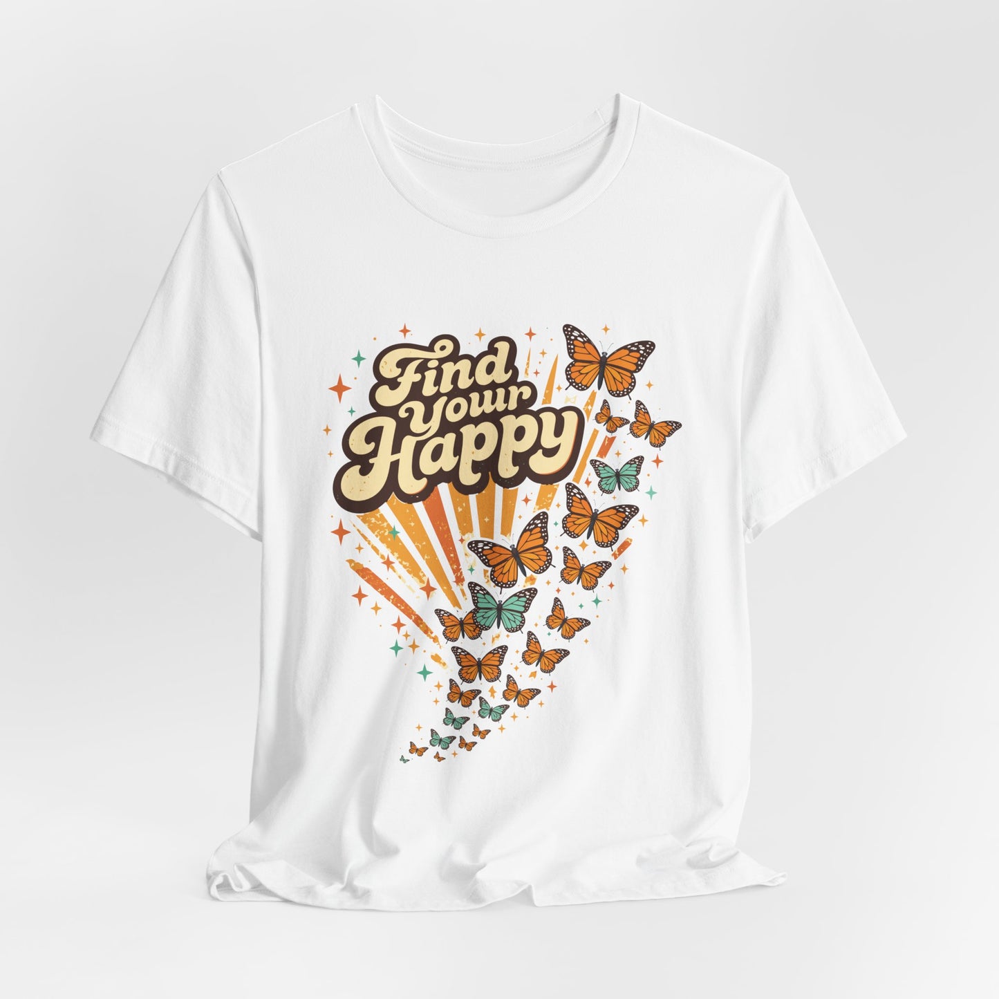 Find Your Happy T-Shirt — Retro Butterfly Graphic Tee